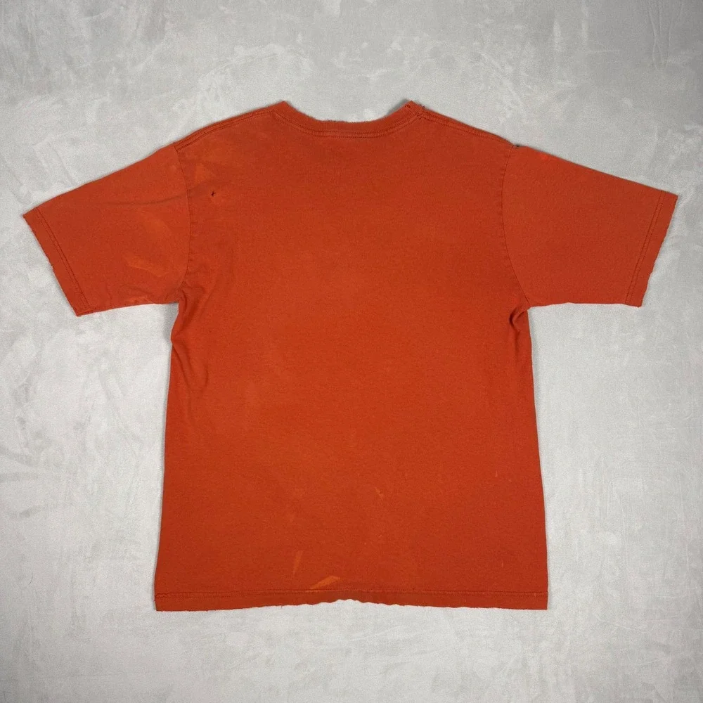 90s Mens Levi's SilverTab Distressed Graphic Logo T-Shirt Orange Size M